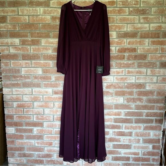 Lulu’s Adoring You Long Sleeve Maxi Dress NEW Women’s Small Purple Chiffon Gown - Picture 2 of 10